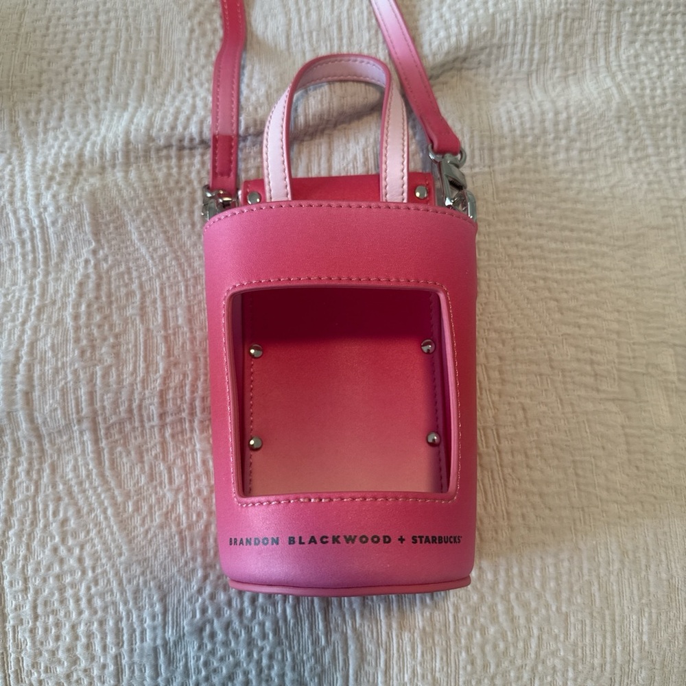 Brandon Blackwood Pink Leather Cup Holder Crossbody